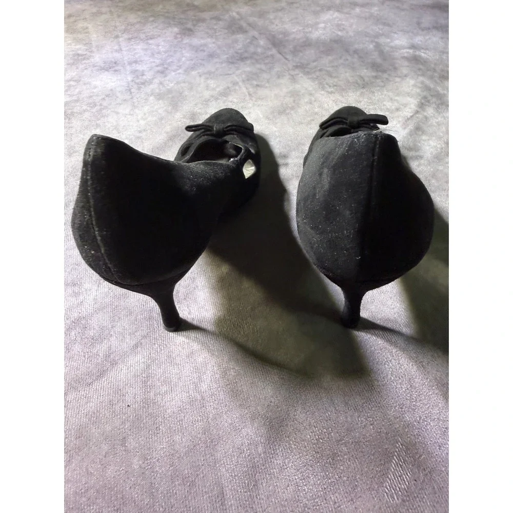 Dolce & Gabbana Black Suede Bow Cut-Out Pumps Stiletto Heels Made in Italy 38